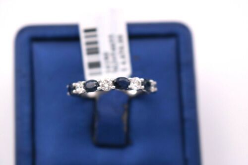 14k White Gold 1.50 CT Diamond & Sapphire Ladies Band