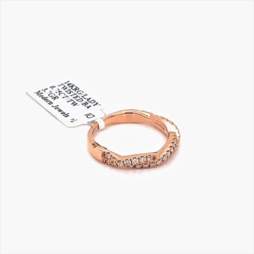 14k Rose Gold 0.75 CT Diamond Twisted Style Band, 3.7g