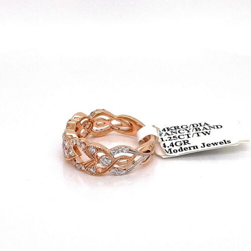 14k Rose Gold 125 CT Diamond Fancy Band, 4.4gm, Size 6.75