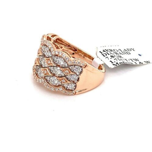 14k Rose Gold 1.75 CT Diamond Ladies Band, 7.8gm, Size 7