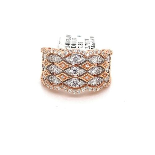 14k Rose Gold 1.75 CT Diamond Ladies Band, 7.8gm, Size 7