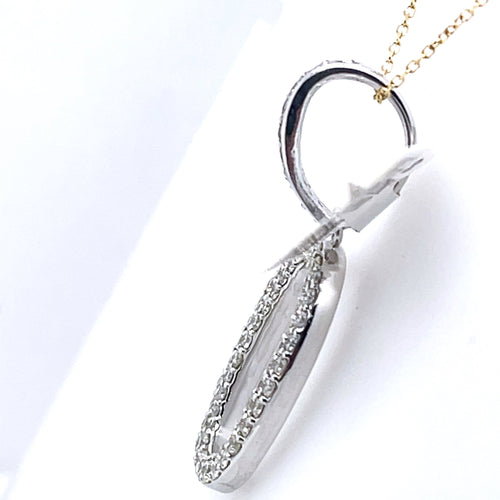 14K White Gold 1.75Ct Round Diamond Initial O Pendant 1.34", 3.2G
