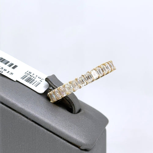 14k Yellow Gold 3.35 CT Emerald Diamond Eternity Band, 3.5g, Size 6.50