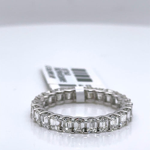 14K White Gold 3.50CT Emerald Diamond Eternity Band, 3gm, Size 8