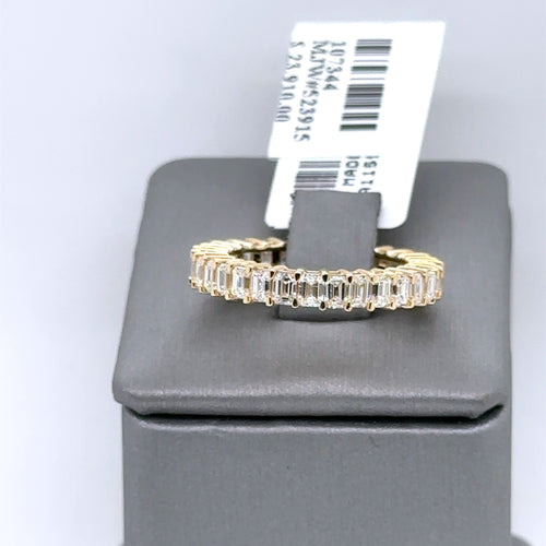 14k Yellow Gold 3.35 CT Emerald Diamond Eternity Band, 3.5g, Size 6.50