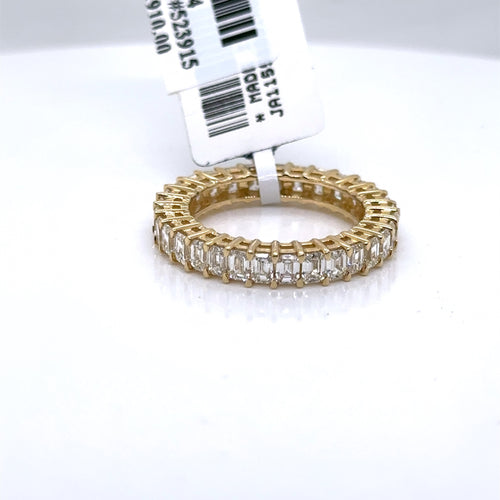14k Yellow Gold 3.35 CT Emerald Diamond Eternity Band, 3.5g, Size 6.50