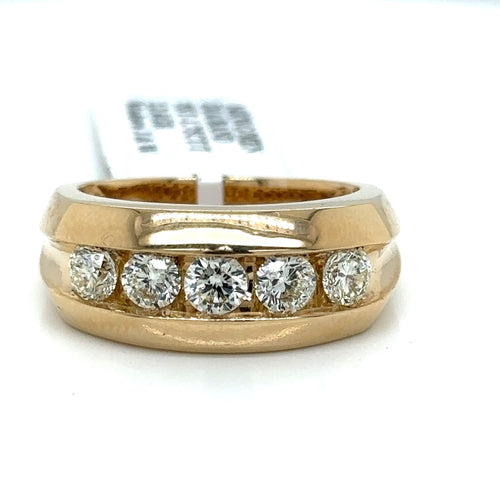 14k Yellow Gold 1.25 CT Diamond Men's Wedding Band, 12.4g, Size 10.25