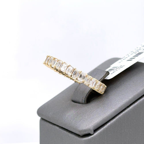 14k Yellow Gold 3.35 CT Emerald Diamond Eternity Band, 3.5g, Size 6.50