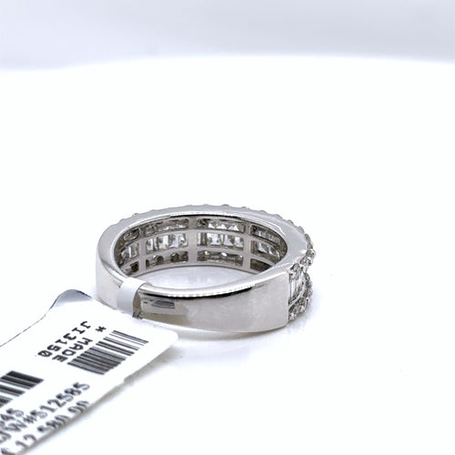 14k White Gold 1.85CT Baguette & Round Diamond Ring, 5.6gm, size 7.25