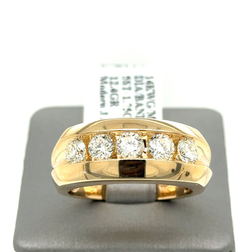14k Yellow Gold 1.25 CT Diamond Men's Wedding Band, 12.4g, Size 10.25