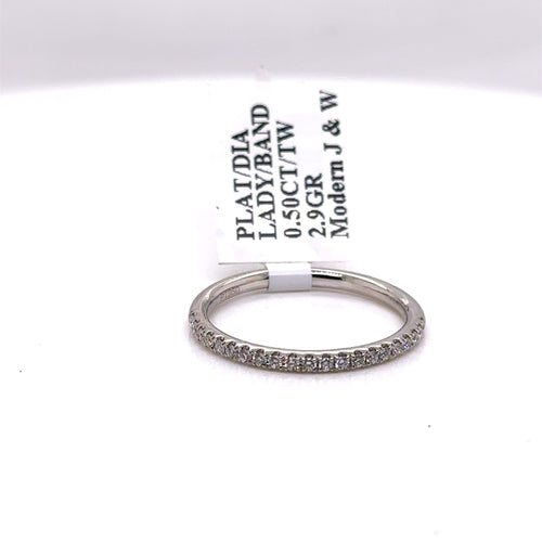 Platinum 0.50 CT Diamond Ladies Wedding Band, 2.9g, Size 7.5