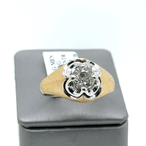 14k Multi Gold 1.25 CT Old Mine Cut Mens Diamond Ring, 11.9g, Size 12.25