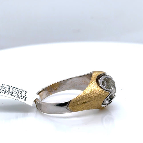14k Multi Gold 1.25 CT Old Mine Cut Mens Diamond Ring, 11.9g, Size 12.25