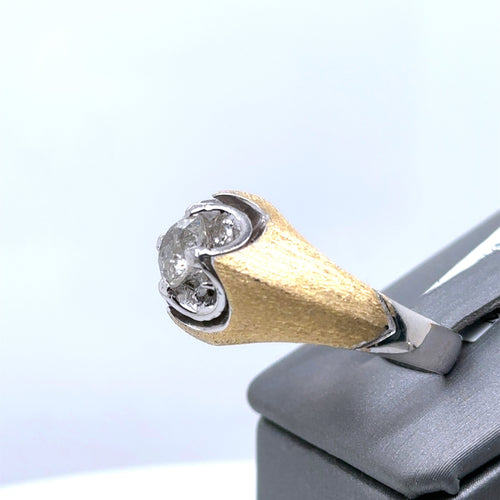 14k Multi Gold 1.25 CT Old Mine Cut Mens Diamond Ring, 11.9g, Size 12.25