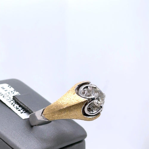 14k Multi Gold 1.25 CT Old Mine Cut Mens Diamond Ring, 11.9g, Size 12.25