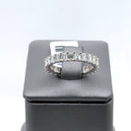 14K White Gold 4.00CT Emerald Diamond Eternity Band, 2.6gm, Size 7