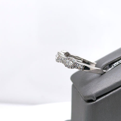 14k White 0.75CT Marquise & Round Cut Eternity Ring, 2.8gm Size 7,