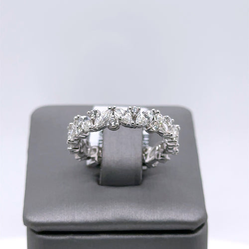 14k White Gold 3.50CT Baguette & Round Diamond Ring, 3.7gm, size 7
