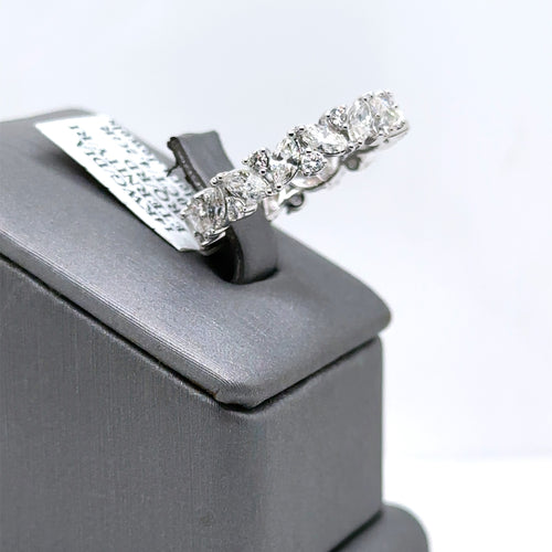 14k White Gold 3.50CT Baguette & Round Diamond Ring, 3.7gm, size 7