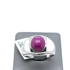 14k White Gold Men's Star Ruby Band, 14.7gm, Size 10.75