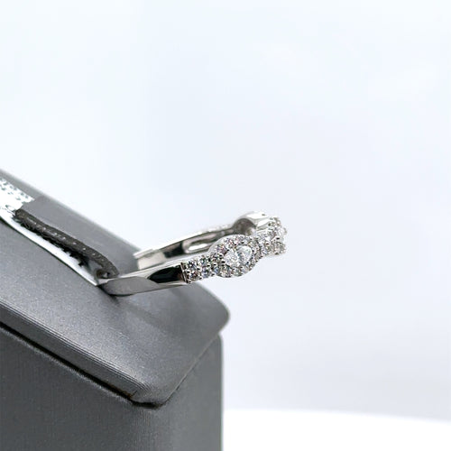 14k White 0.75CT Marquise & Round Cut Eternity Ring, 2.8gm Size 7,