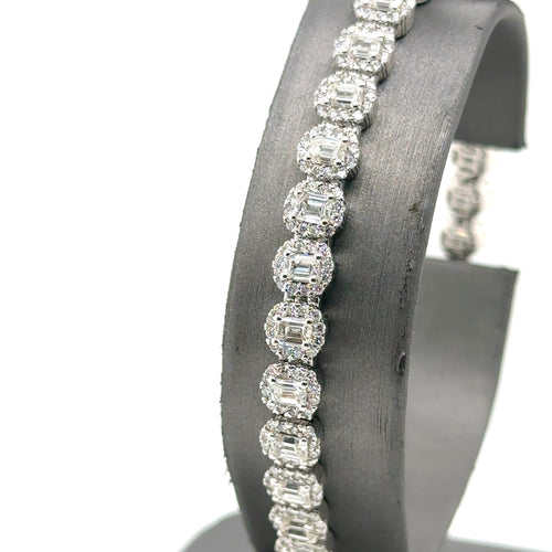 14k White Gold 9.00CT Diamond Tennis Ladies Bracelet, 17.2g, 7"