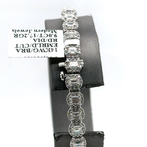 14k White Gold 9.00CT Diamond Tennis Ladies Bracelet, 17.2g, 7"