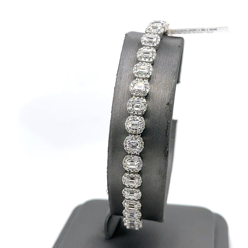 14k White Gold 9.00CT Diamond Tennis Ladies Bracelet, 17.2g, 7"