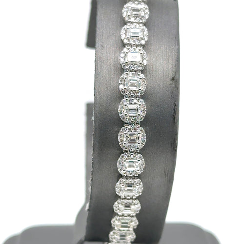 14k White Gold 9.00CT Diamond Tennis Ladies Bracelet, 17.2g, 7"