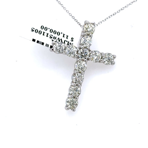 14k White Gold 2.50CT Diamond Cross Pendant, 2.5gm
