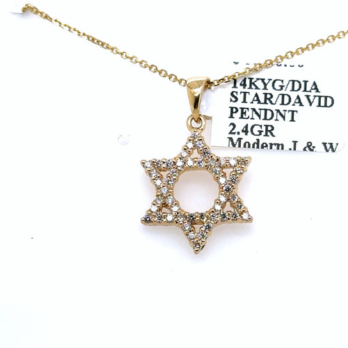 14k Yellow Gold 0.50CT Diamond Star of David pendant, 2.4gm