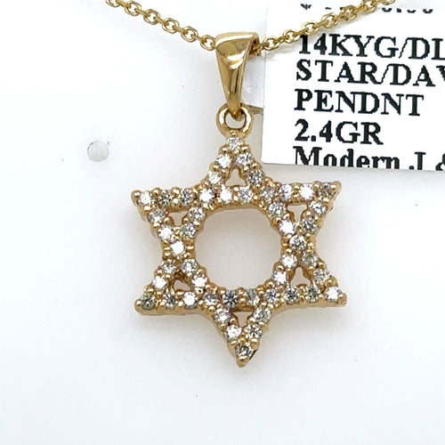 14k Yellow Gold 0.50CT Diamond Star of David pendant, 2.4gm