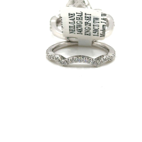 14k White Gold 1.50CT Neil Lane Diamond Cluster Ring Set, 6.3g, Size 5, S107366