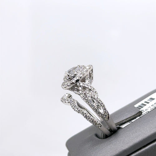 14k White Gold 1.50CT Neil Lane Diamond Cluster Ring Set, 6.3g, Size 5, S107366