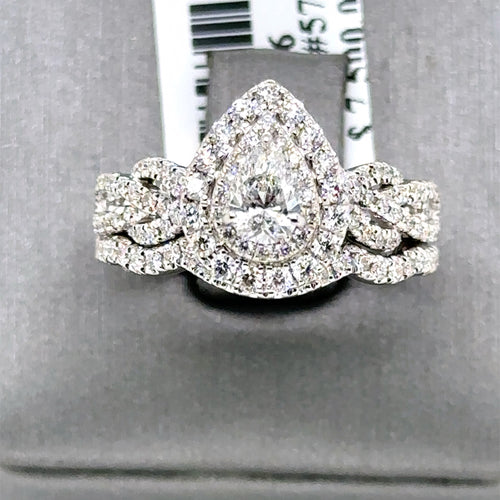 14k White Gold 1.50CT Neil Lane Diamond Cluster Ring Set, 6.3g, Size 5, S107366