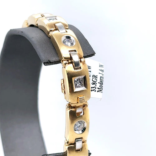 14k Yellow Gold 2.75Ct Men's Diamond Bracelet, 8", 33.8g, S101659