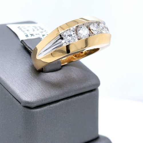 14k Yellow Gold 1.75 CT Diamond Men's Wedding Band, 11.8 g S