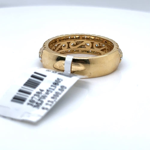14k Yellow Gold 2.00 CT 3 Row Diamond Round Cut Band, 9.0gm, Size 10