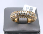 14k Yellow Gold 2.00 CT 3 Row Diamond Round Cut Band, 9.0gm, Size 10
