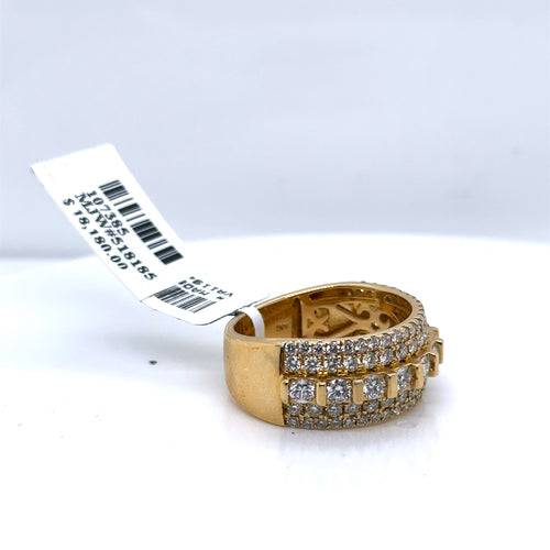 14k Yellow Gold 2.75CT Diamond Round Cut Band, 10.6gm, Size 10.25