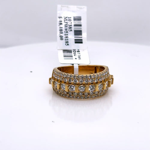 14k Yellow Gold 2.75CT Diamond Round Cut Band, 10.6gm, Size 10.25