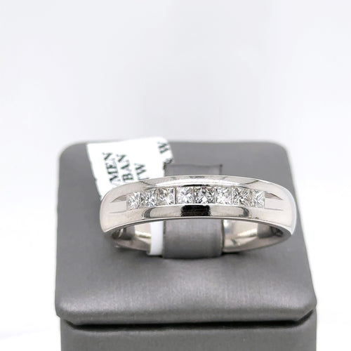 14k White Gold 0.85CT Diamond Men's Wedding Band, 11.2g, Size 13