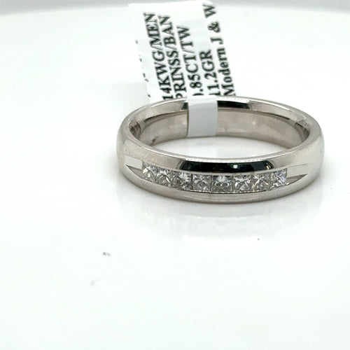 14k White Gold 0.85CT Diamond Men's Wedding Band, 11.2g, Size 13
