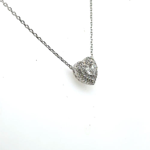 10k White Gold 0.45 CT Diamond Heart Pendant Necklace, 2.4gm