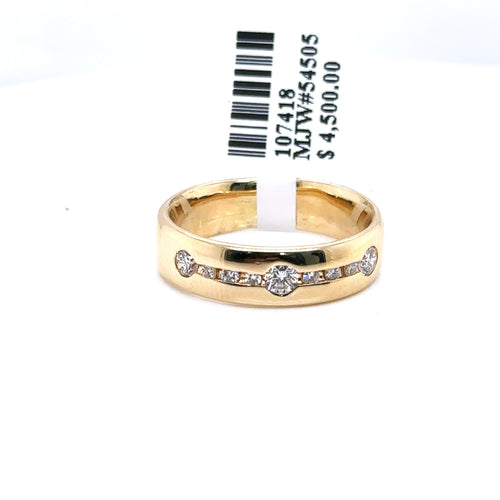 14k Yellow Gold Channel Setting 1.50 CT Diamond Band, 7.3g, Size 8.75