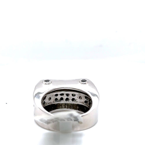 14k White Gold 1.00 CT Black & White Diamond Ring, 12.6gm, Size 6.50
