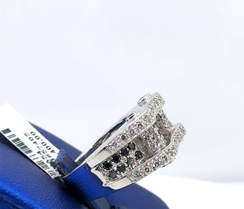 14k White Gold 1.00 CT Black & White Diamond Ring, 12.6gm, Size 6.50