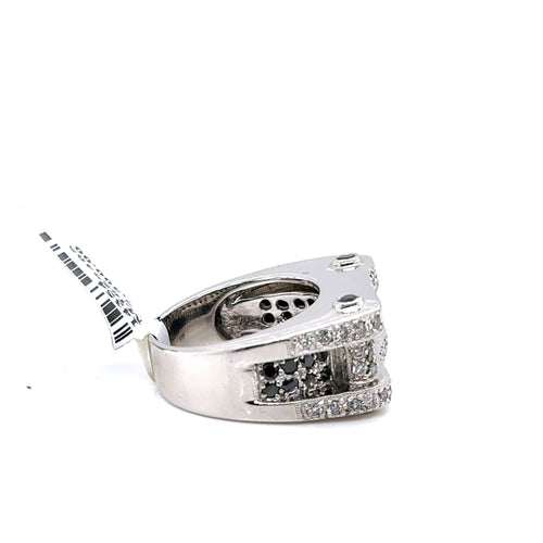 14k White Gold 1.00 CT Black & White Diamond Ring, 12.6gm, Size 6.50