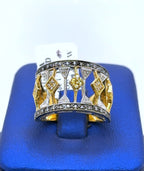 18K YELLOW GOLD 0.50CT LADIES DIAMOND WIDE BAND, 8.9gm