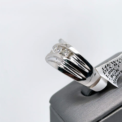 14k White Gold 1.00CT Diamond Men's Wedding Band, 7.9g, Size 10.25
